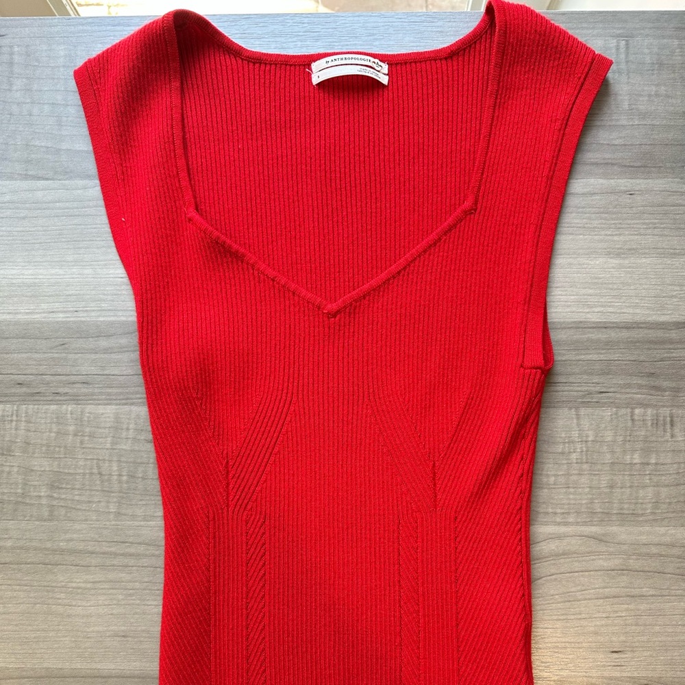 Red anthropology sweater tank top